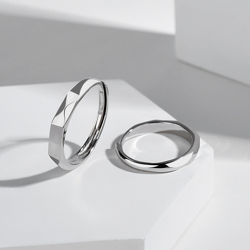 S925 Sterling Silver Rings By Light Reflect Show with Love Pattern Surface - 16th Avenue