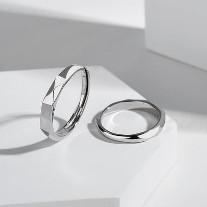 S925 Sterling Silver Rings By Light Reflect Show with Love Pattern Surface - 16th Avenue