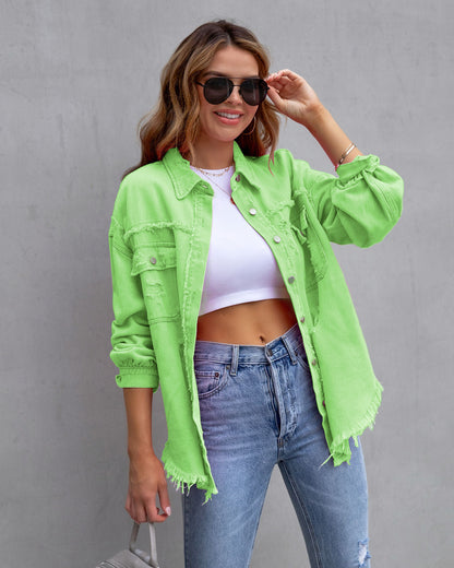 Fashion Ripped Jacket Spring Casual Top - 16th Avenue