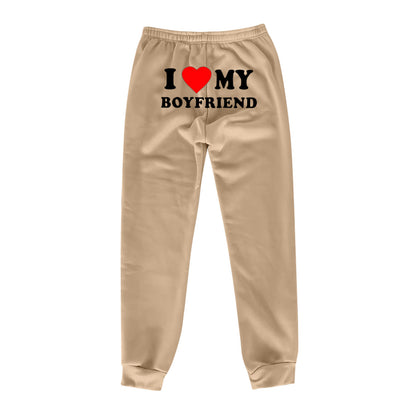 I Love MY BOYFRIEND Printed Casual Trousers - 16th Avenue