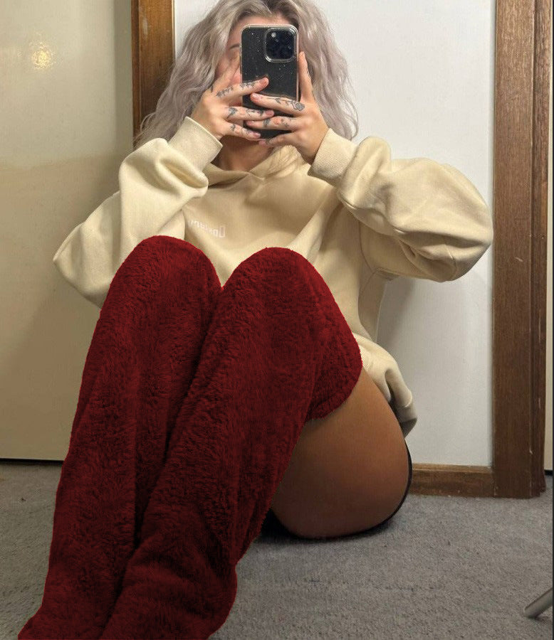 Over Knee High Fuzzy Long Fall Winter Indoor Socks
