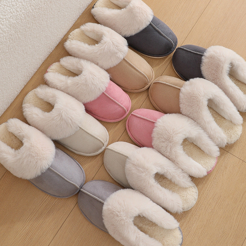 Winter Warm Plush Home Fur Slippers Women/Couple Soft lined