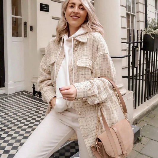 Women's Elegant Plaid Pattern Thick Autumn Winter Long Sleeve Coat