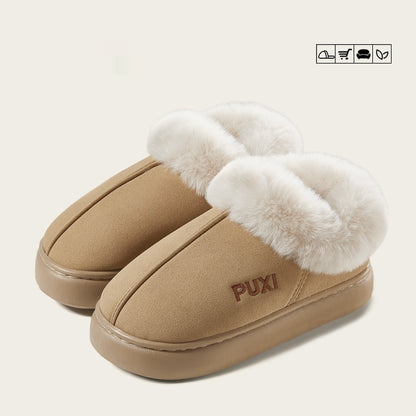 Fluff Cotton Slippers Warm With Velvet Indoor Platform Non-slip - 16th Avenue