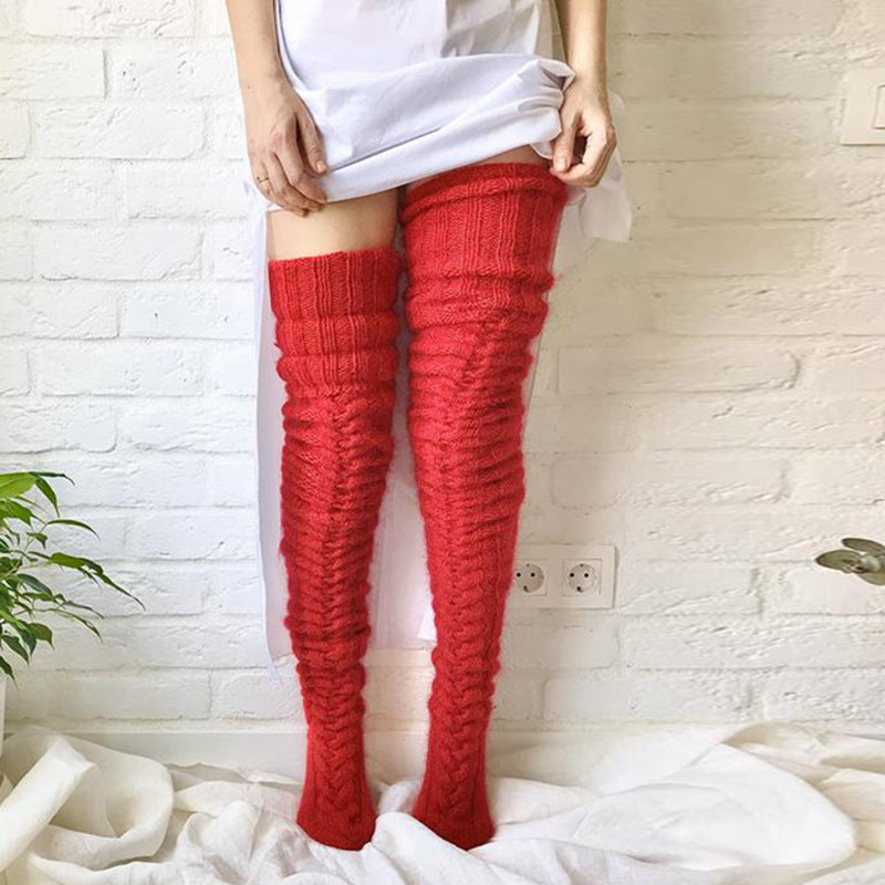 Women's Fall And Winter Over The Knee Knitted Pile Socks