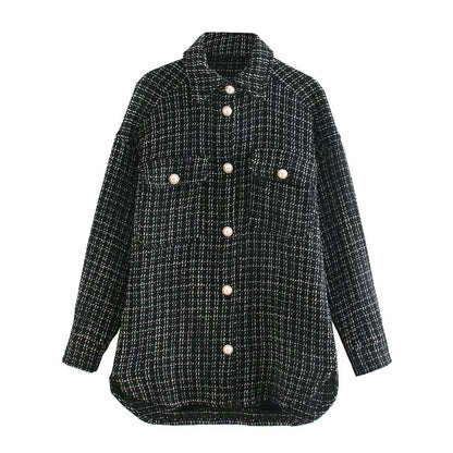 Women's Elegant Plaid Pattern Thick Autumn Winter Long Sleeve Coat