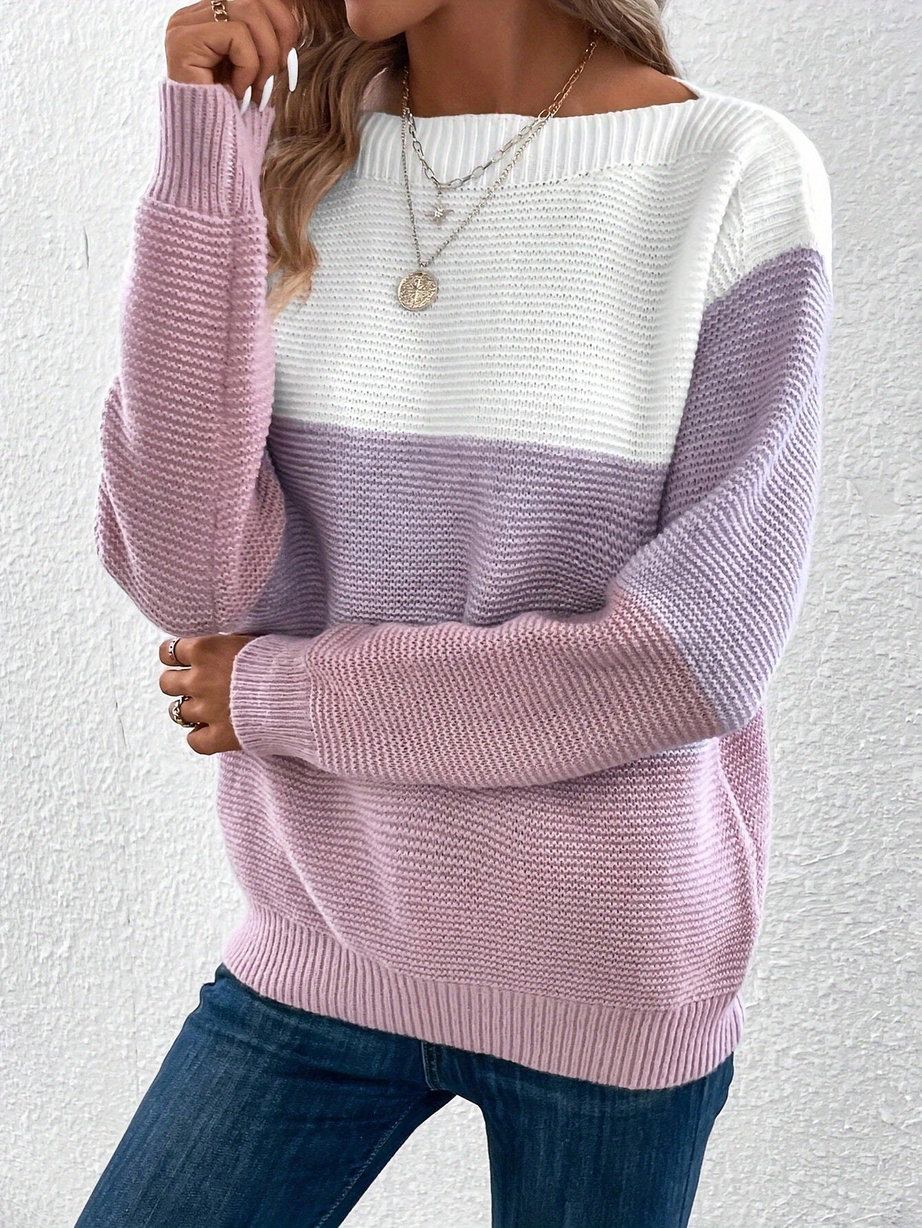 Pullover Knitted Sweater Round Neck - 16th Avenue