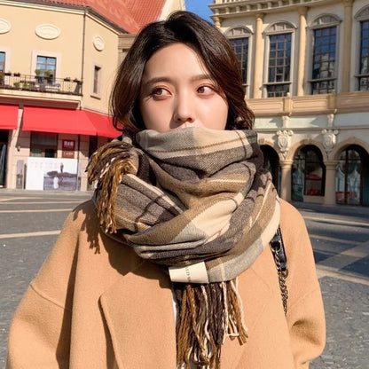 Women's Fashion Plaid Thickened Long Scarf Scarf