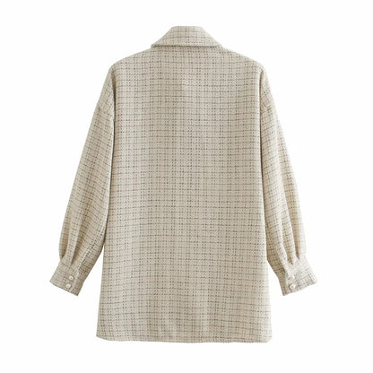 Women's Elegant Plaid Pattern Thick Autumn Winter Long Sleeve Coat