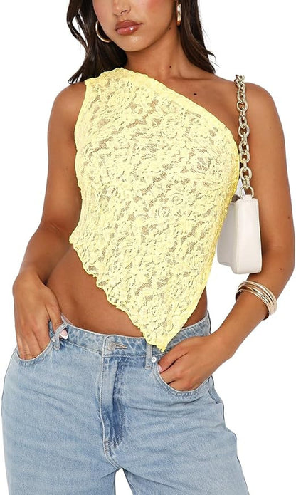 Ins Lace Backless Top Summer Solid Color Waistless Streetwear - 16th Avenue
