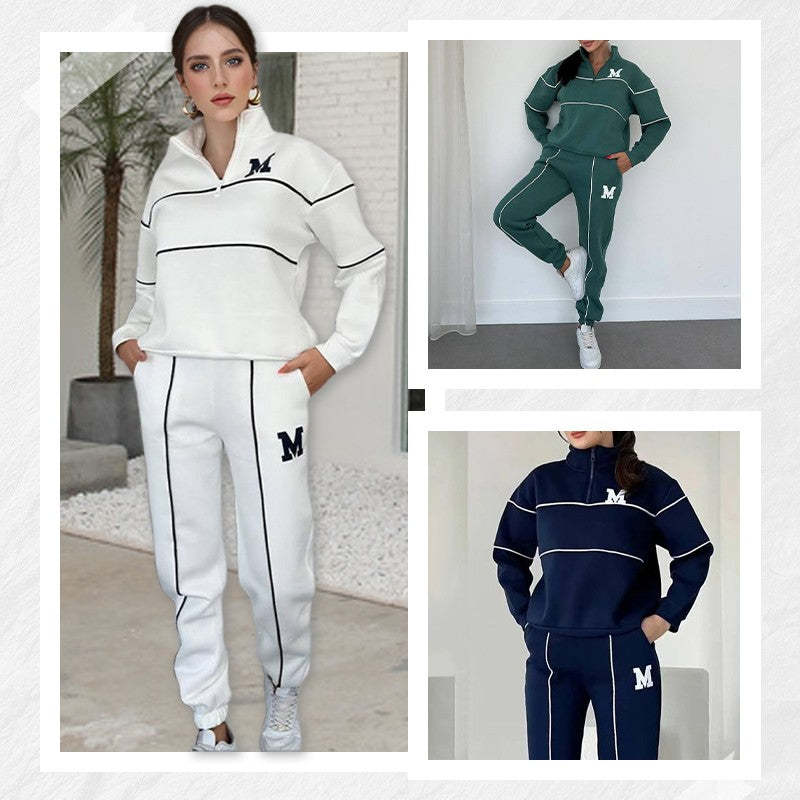 Women's 2 Piece Hoodless Pullover Baggy Sweatsuit