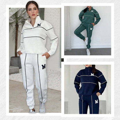 Women's 2 Piece Hoodless Pullover Baggy Sweatsuit