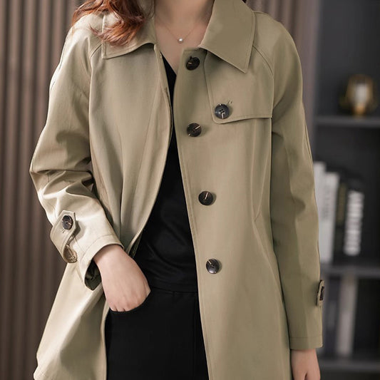 British Style Women's Short Textured Spring And Autumn Trench Coat