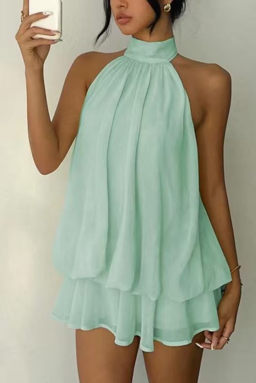 16th Avenue Halter Neck Backless Tie Waist Dress - Women's Clothing