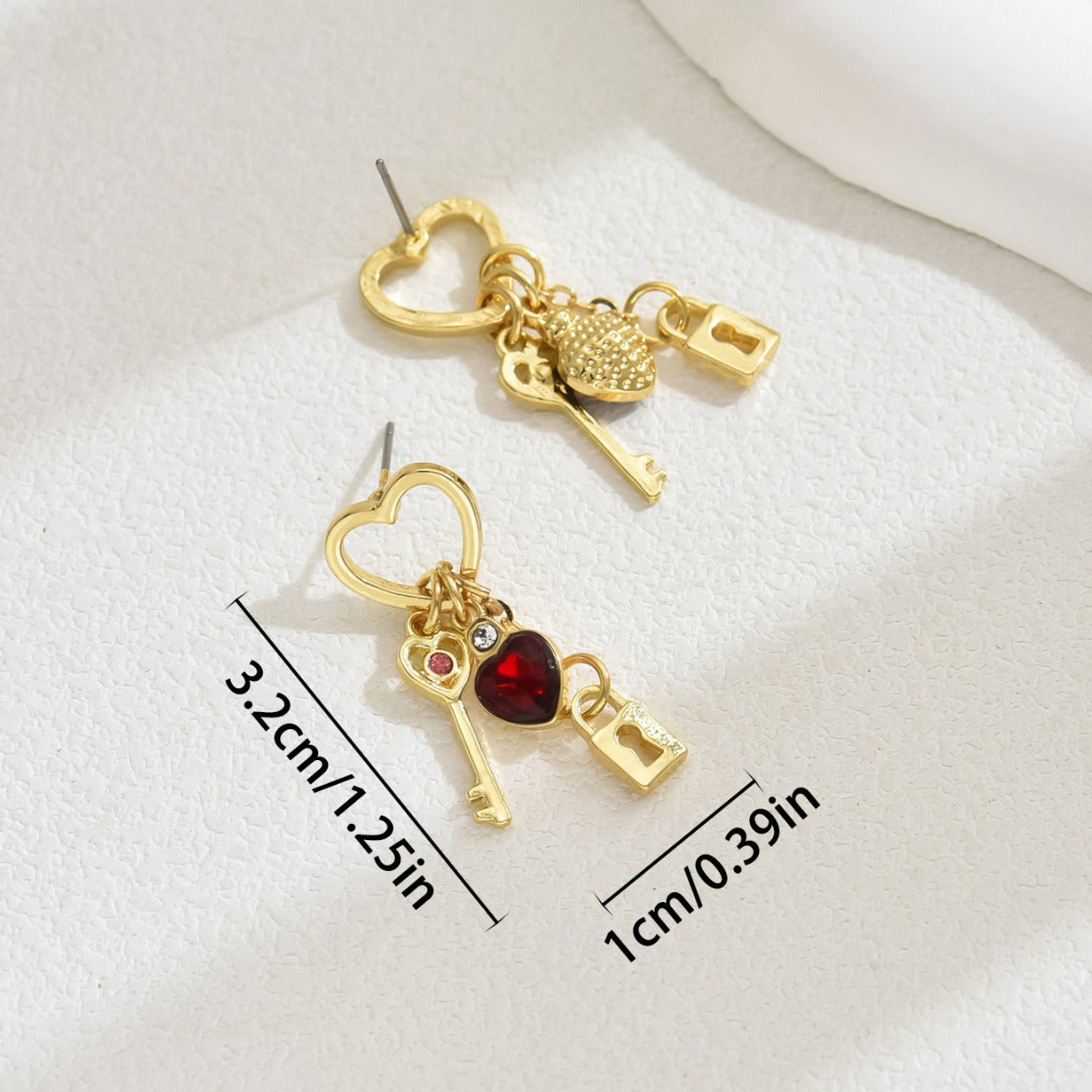 Valentine's Day Love Earrings With Rhine Stone Lock - 16th Avenue