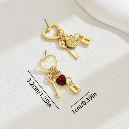 Valentine's Day Love Earrings With Rhine Stone Lock - 16th Avenue