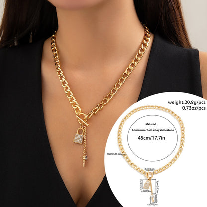 Shiny Lock And Key Pendant Necklace For Women - 16th Avenue