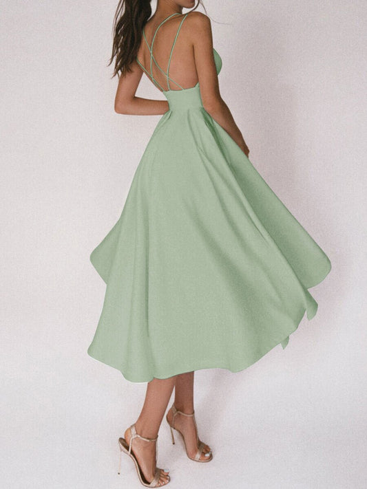 Sexy V-neck Suspender Summer Fashion A-Line Long Dress