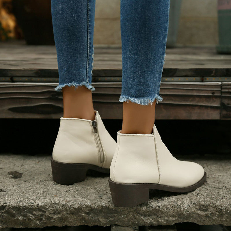 Women's Ankle Chunky Mid Heel Waterproof Shoes