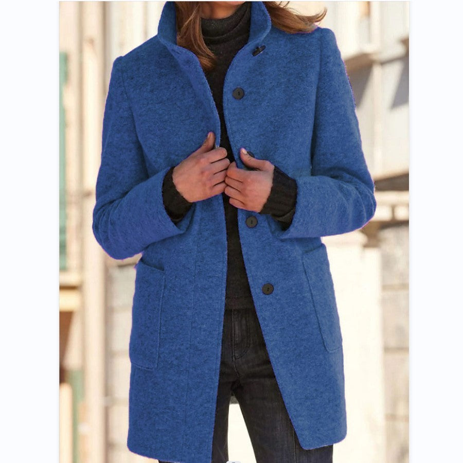 Women's Stand Collar Woolen Fall Winter Coat