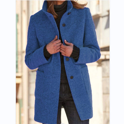 Women's Stand Collar Woolen Fall Winter Coat