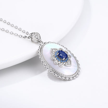 Sapphire Diamond Pendant 925 Sterling Silver Chain Necklace - 16th Avenue