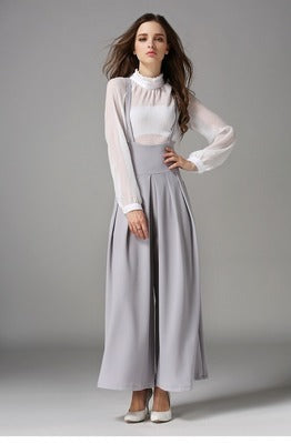 Cropped suspenders wide-leg pants - 16th Avenue