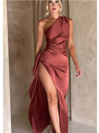 16th Avenue Women's One-shoulder Backless Slit Summer Dress - Women's Clothing