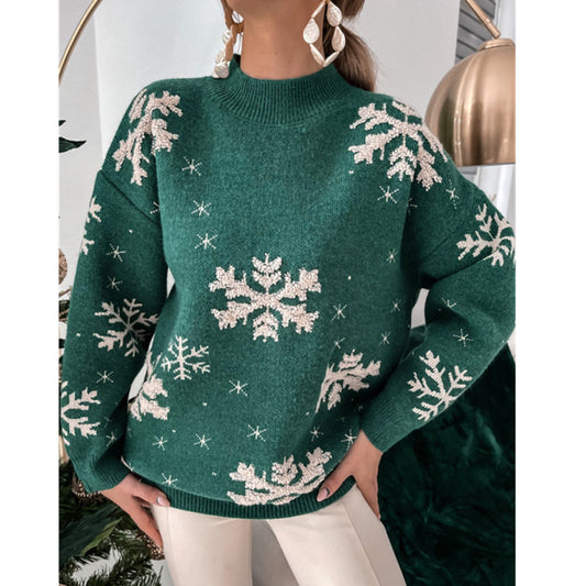 Women's Fall Winter Christmas Snowflake Knitted Sweater