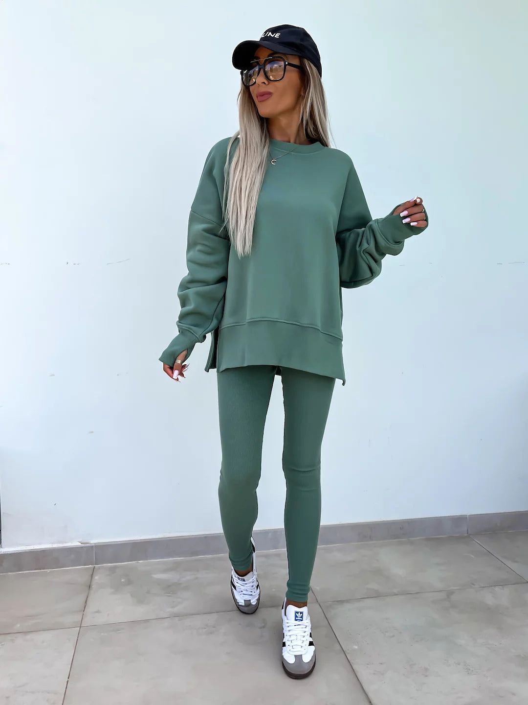 Casual Loose Long Sleeve Crew Neck Sweater Suit