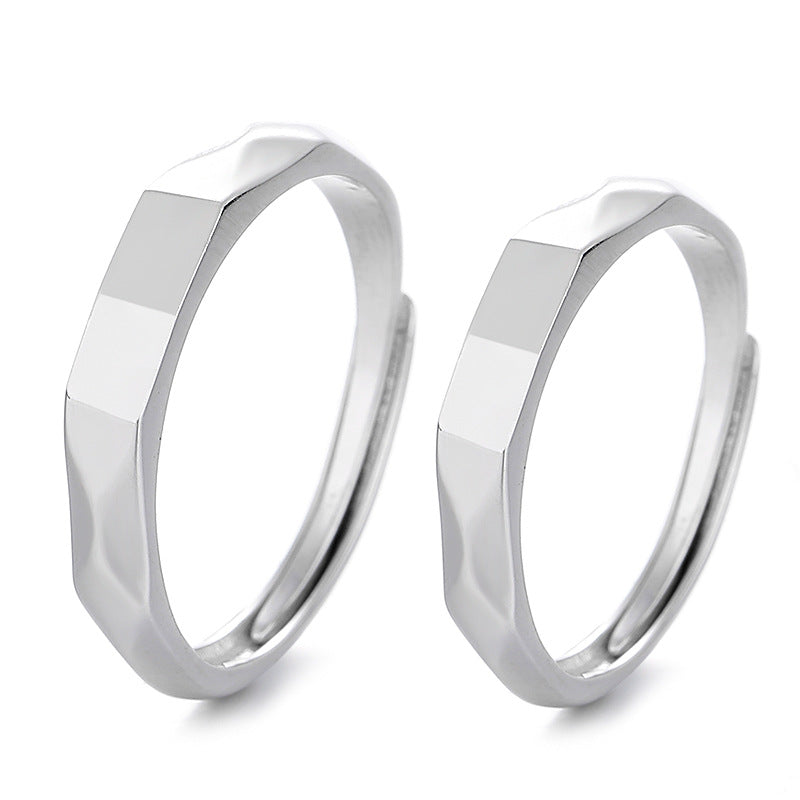 S925 Sterling Silver Rings By Light Reflect Show with Love Pattern Surface - 16th Avenue