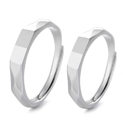 S925 Sterling Silver Rings By Light Reflect Show with Love Pattern Surface - 16th Avenue