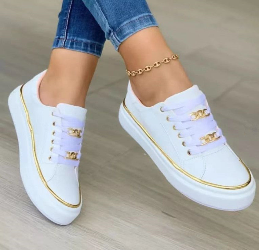 Chain Thick Bottom Loafers Walking Sports Shoes For Women