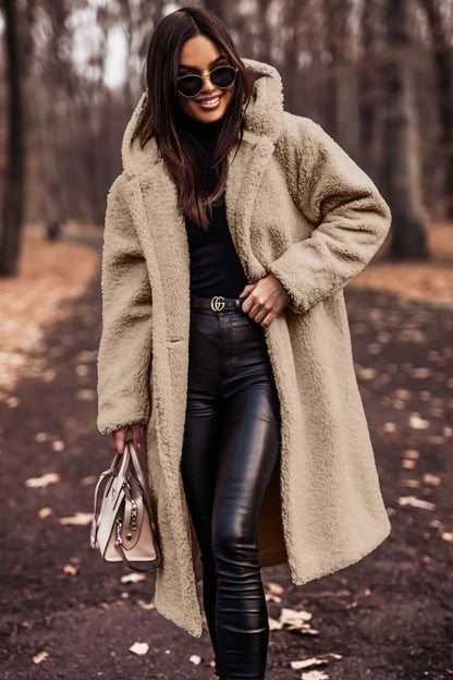 Autumn Winter Fashion Elegant Faux Fleece Coat
