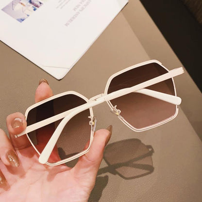 Vintage Half-Frame Sunglasses Summer Oversize Metal Square Uv400 Women UV Protection Sunglasses - 16th Avenue