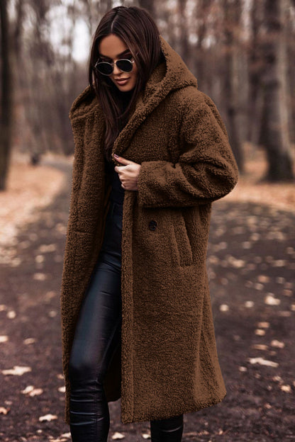 Autumn Winter Fashion Elegant Faux Fleece Coat