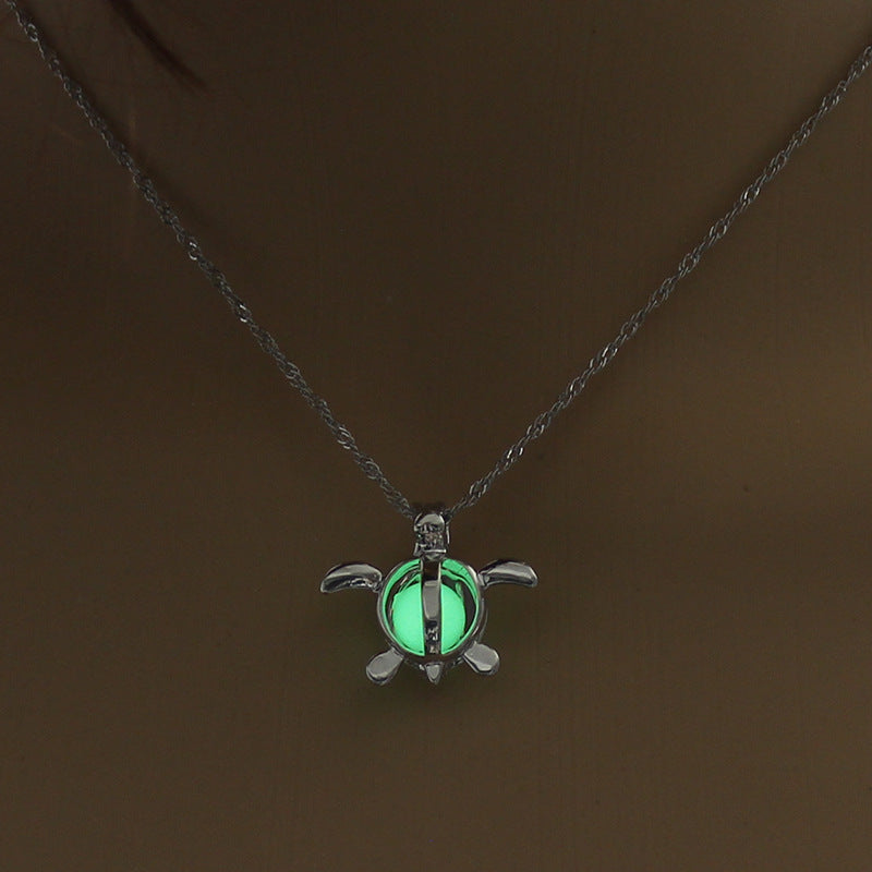 Women Fashion Moon Natural Glowing Stone Healing Necklace Luminous Pendant Jewelry