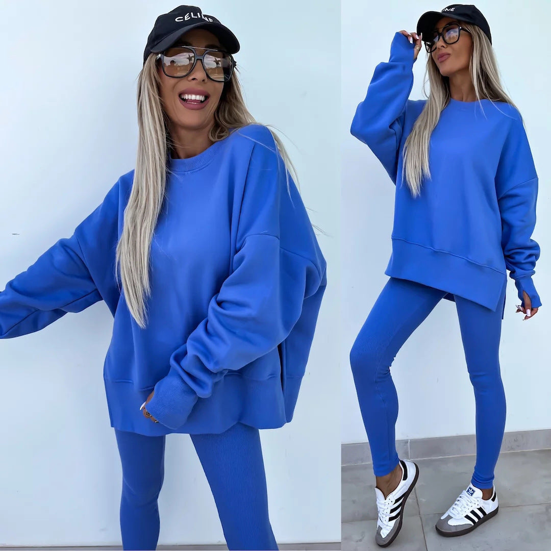Casual Loose Long Sleeve Crew Neck Sweater Suit