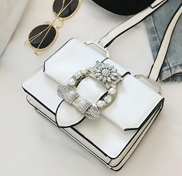 Fashion Diamond Lock Quality PU Leather Elegant Women Shoulder Handbag
