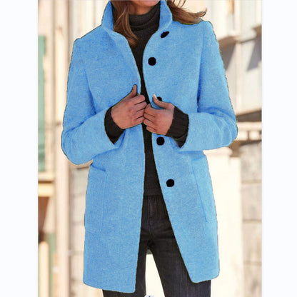 Women's Stand Collar Woolen Fall Winter Coat