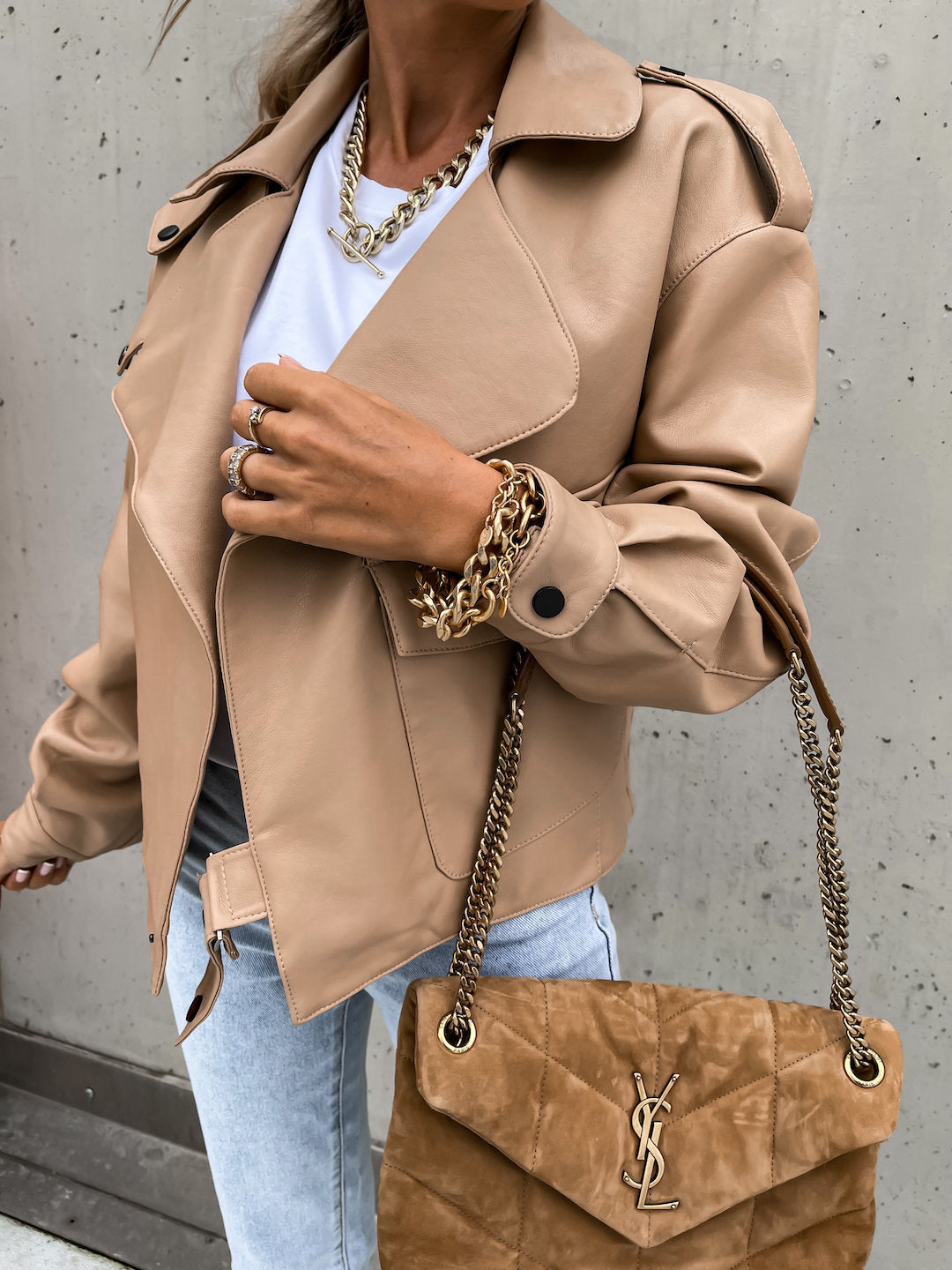 Women's Loose PU Leather Top Coat Jacket