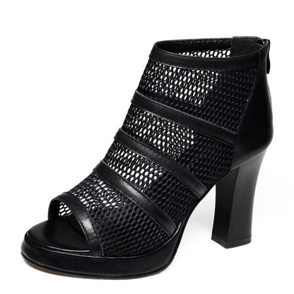 Women's High Heels Mesh Shoes With Thick Heels - 16th Avenue