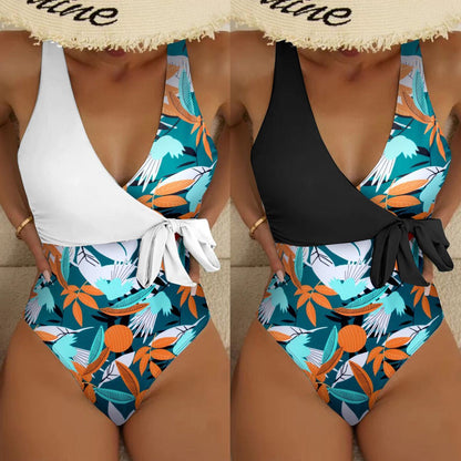 Women's High Waist Polyester Printed One-piece Bikini - 16th Avenue