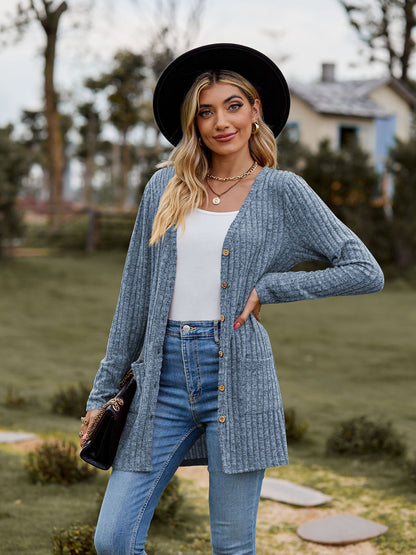 Women's Sunken Stripe Solid Color Long Sleeve Fall Sweater