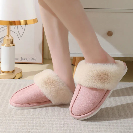 Winter Warm Plush Home Fur Slippers Women/Couple Soft lined