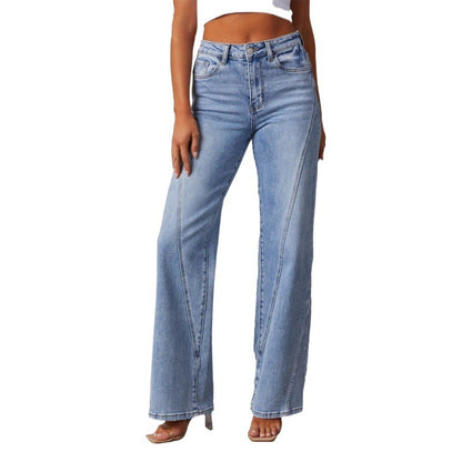 Casual Patchwork Women's Wide Leg Jeans - 16th Avenue