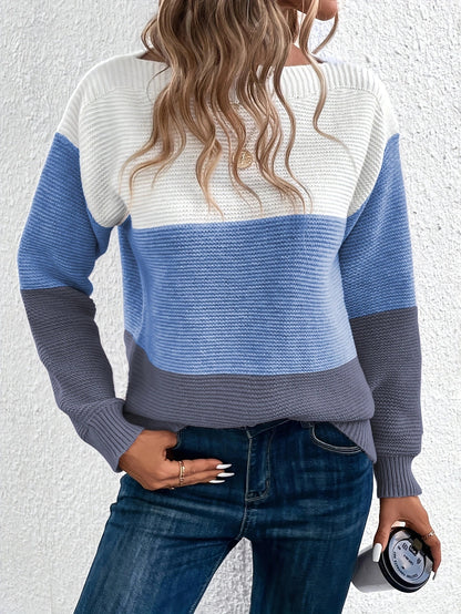Pullover Knitted Sweater Round Neck - 16th Avenue