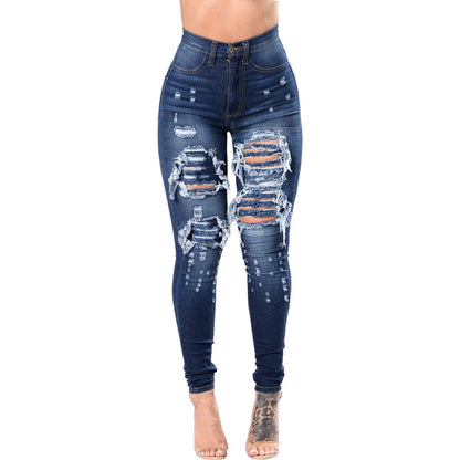Women's Ripped Denim Washed Denim Pants - 16th Avenue