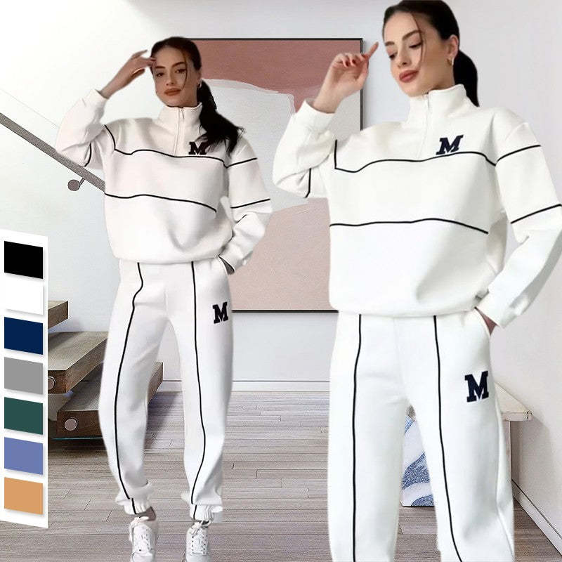 Women's 2 Piece Hoodless Pullover Baggy Sweatsuit