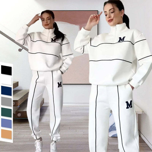 Women's 2 Piece Hoodless Pullover Baggy Sweatsuit